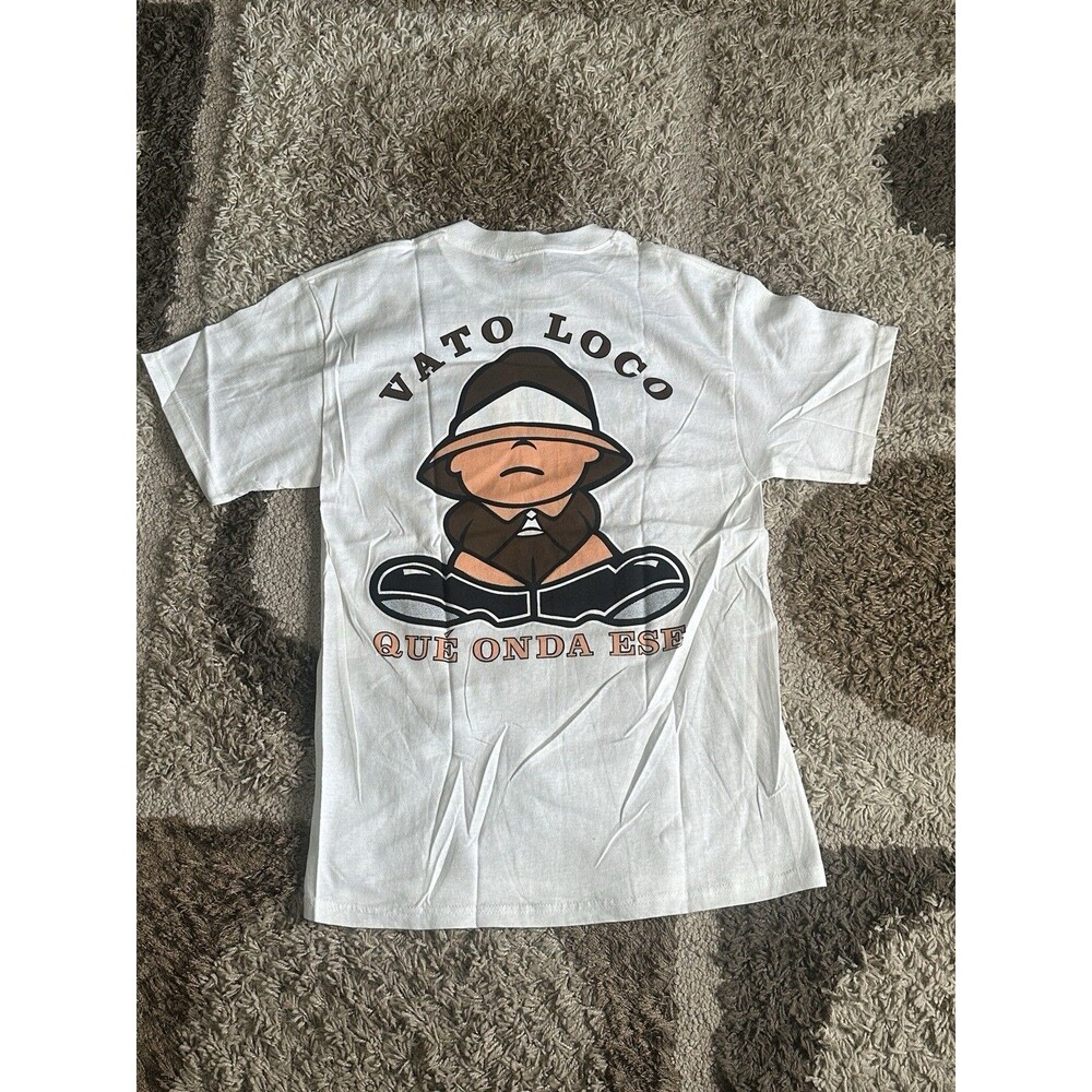 Vintage Chicano Vato Loco Que Onda Ese White T-Shirt Graphic Men’s Medium Cholo
